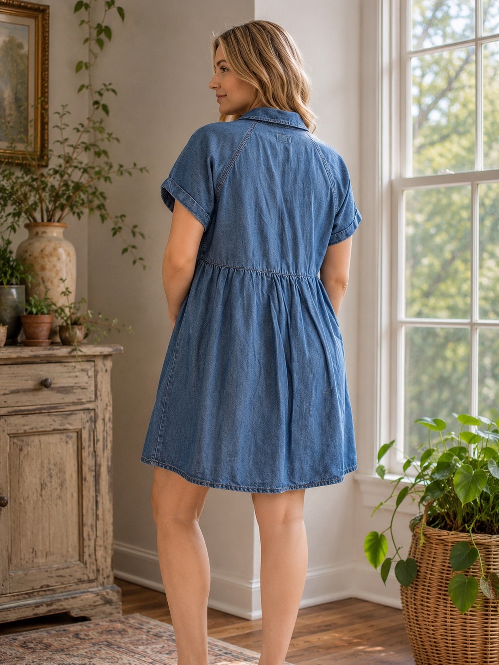 PACT Organic Cotton  Shirt Dress | Size M | 100% Organic Cotton | Pocket - Picture 2 of 10